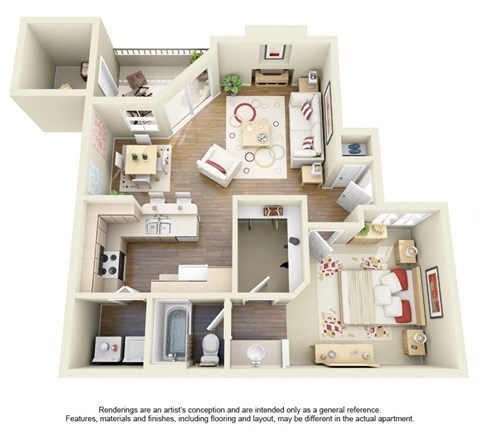 Floor plan for 1 bed, 1 bath, 850 sqft